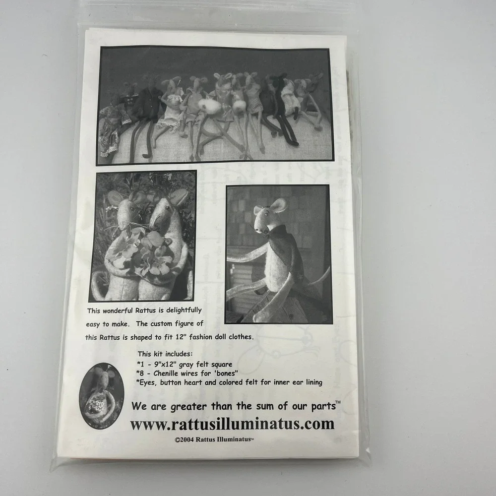 Rattus‎ Illuminatus Fashion Rat Kit 2004 Sealed DIY Felt Doll Kit Creepy Cute